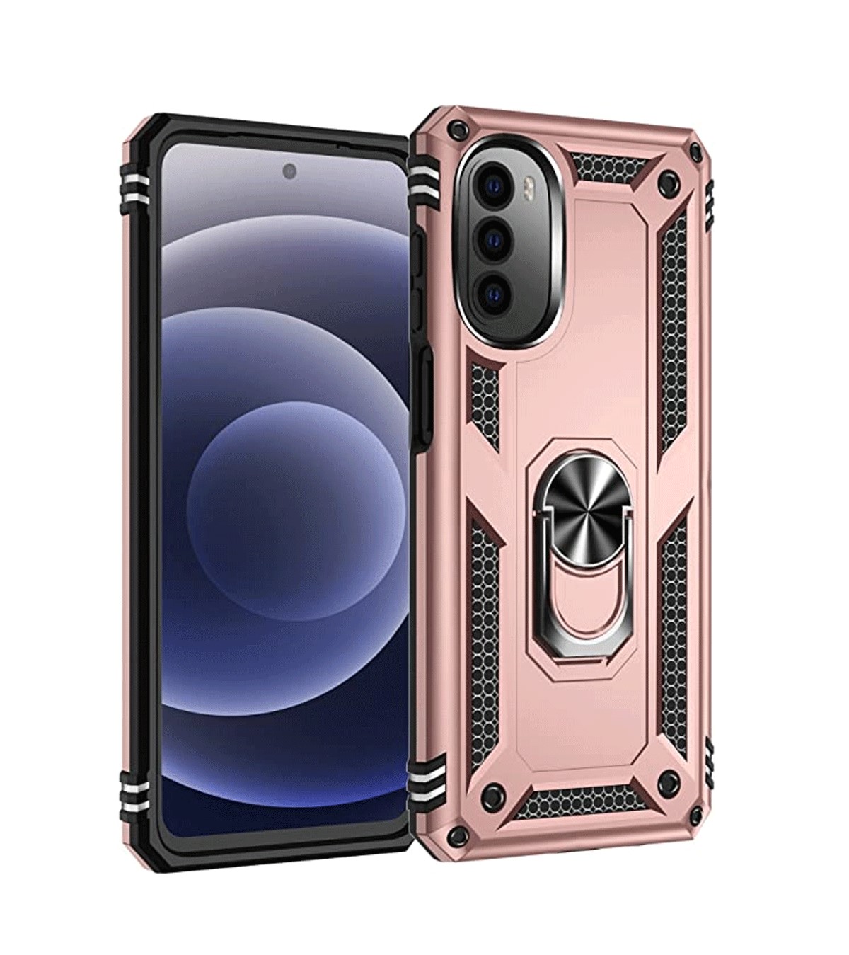Protectores para celular  para Motorola  Moto G52 / G82 Funda reforzada con anillo v2 Rosa